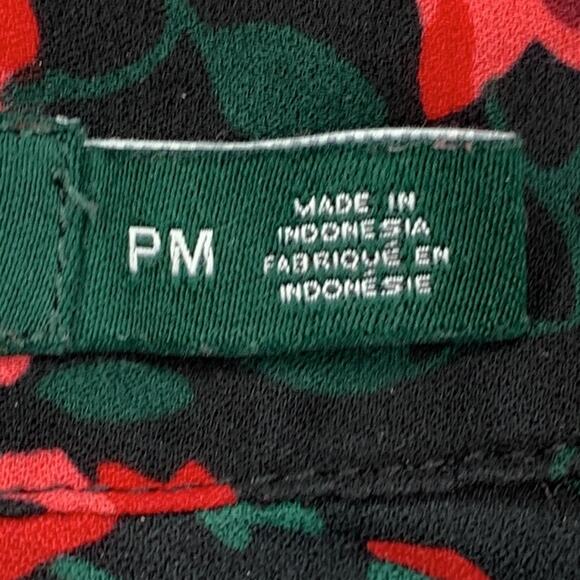 Lauren Ralph Lauren Ruffle Top Roses Print Button Down Long Sleeve Size Petite M - Picture 12 of 12